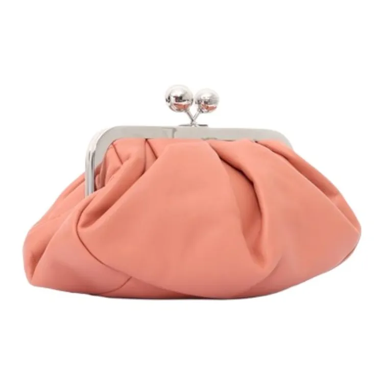 WEEKEND MaxMara Calfskin One Shoulder Clutch Women's Pink-2