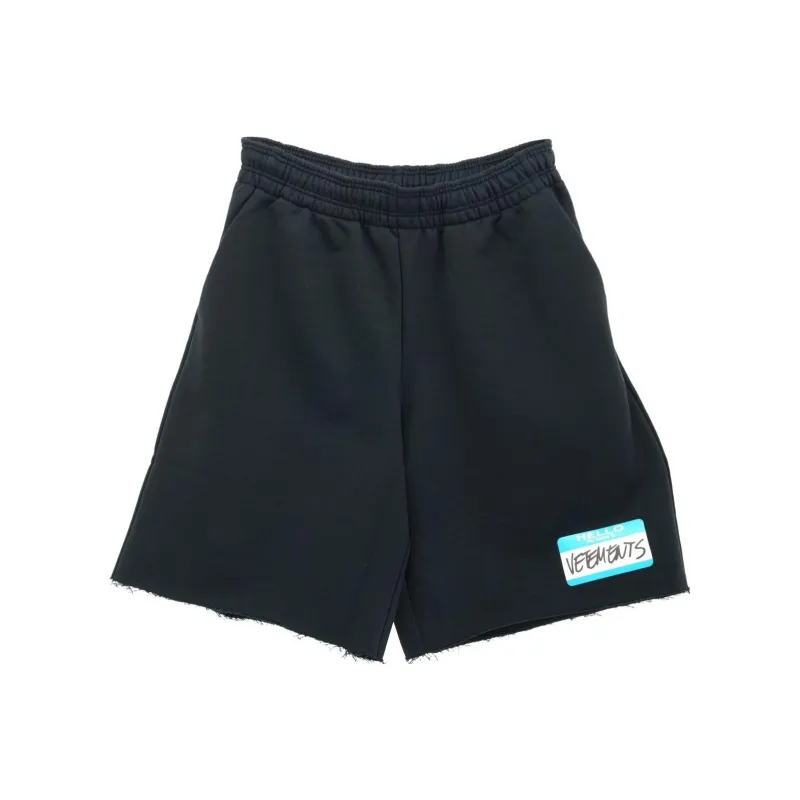 Vetements Logo print Frayed Track Shorts-0