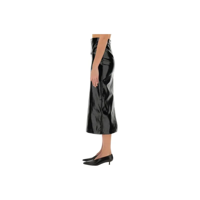 MSGM Faux Leather Zipped Midi Skirt-2