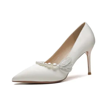 Lan Miao Slim Heel High Heels 8.5CM Women's Ecru