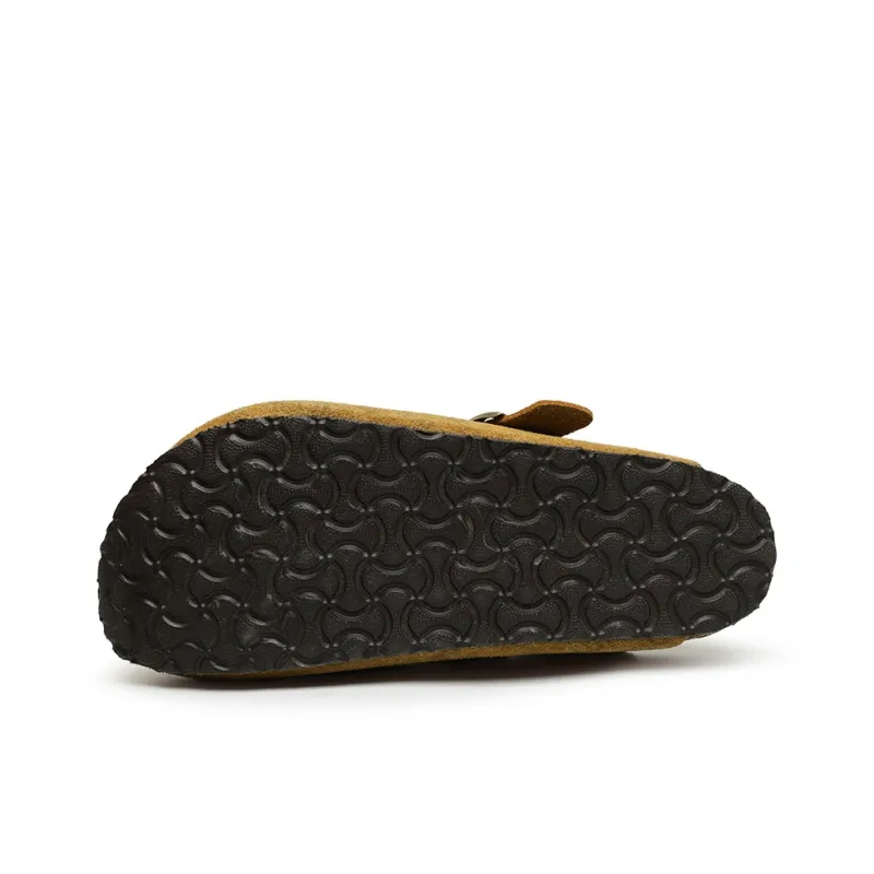 Mulinsen Cork Sole Leather Patchwork Abrasion Resistant Closed Toe Slippers Unisex-9