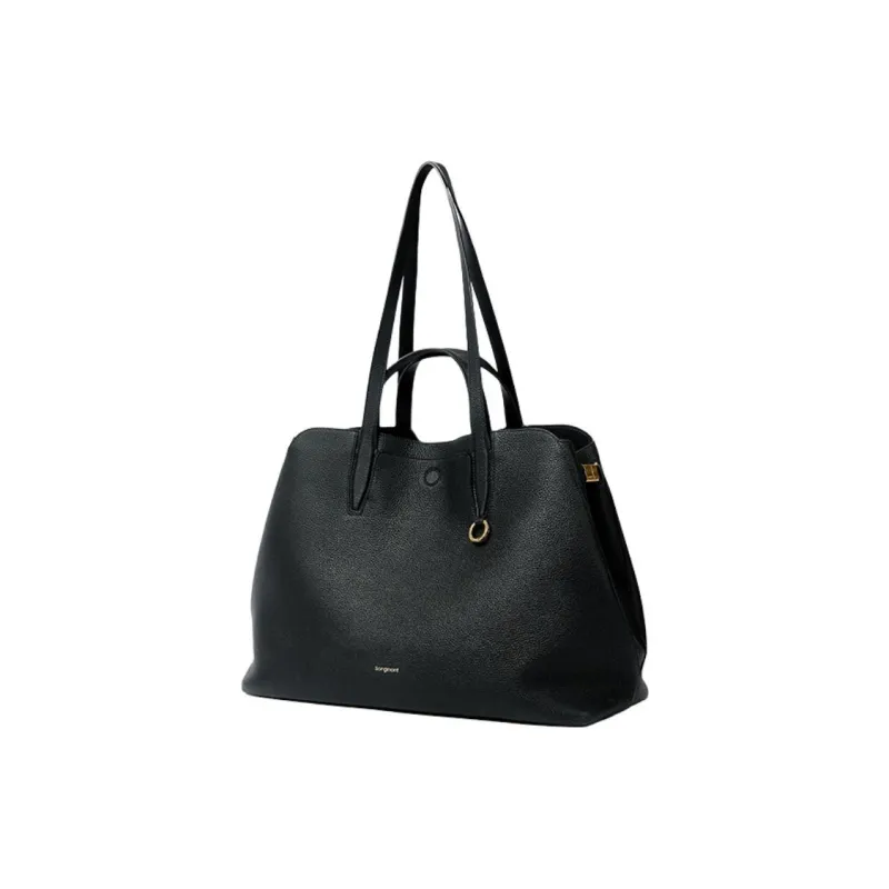 Songmont Top Grain Cow Leather Tote Bag, Shopping Bag, Shoulder Bag, Handbag Tubas Women's Smoky Ink Black-0