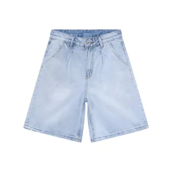 Voguo Relay 2024 Summer Solid Color Denim Shorts Unisex Moon White Blue
