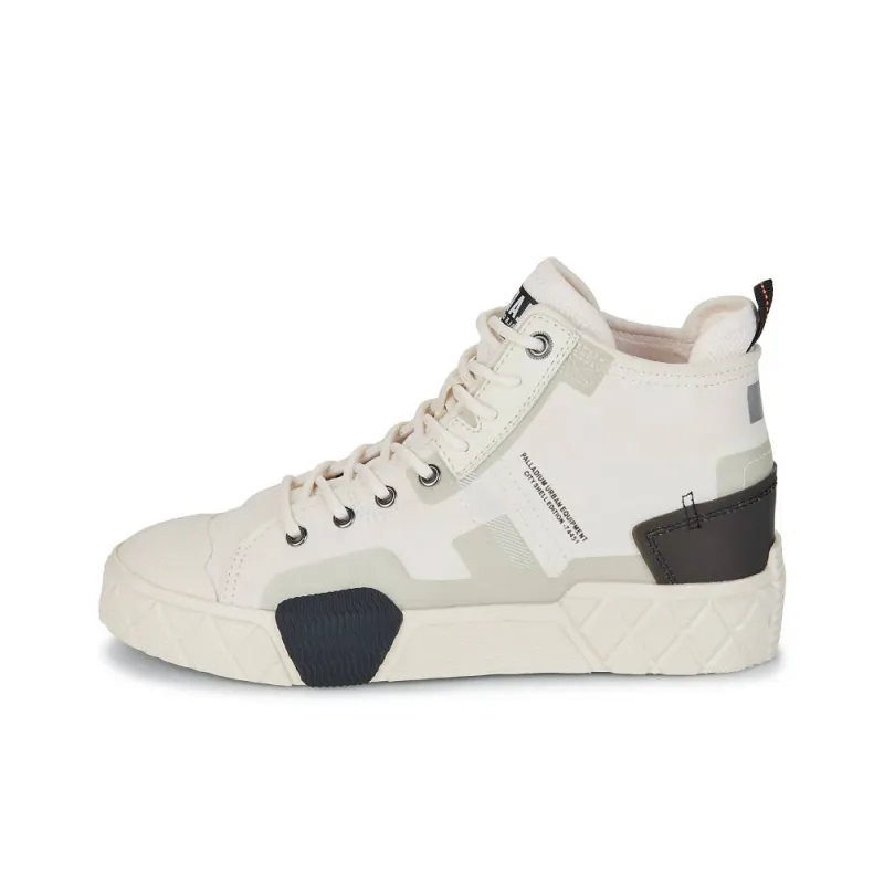 Palladium Anti Slip Wear Resistant High Top Canvas Shoes Unisex Cream White-0