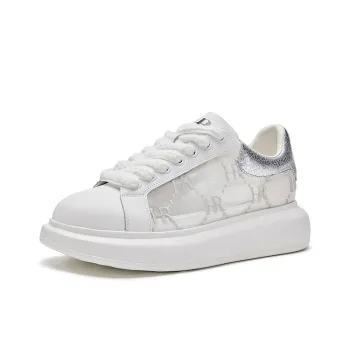HR Low Top Skateboard Shoes Women's White Silver