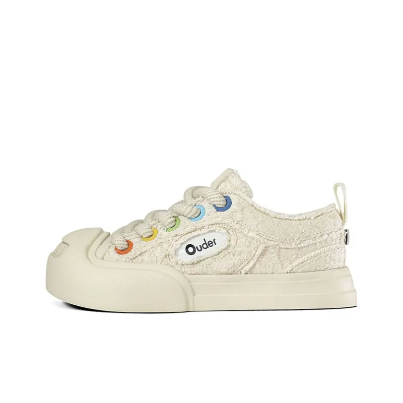 NO1 x Ouder Smiler Laughs Series Anti Slip Wear Resistant Low Top Skateboard Shoes Unisex White Camellia-0