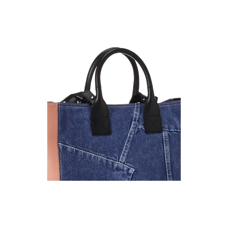 DIESEL Denim Patchwork Crossbody One Shoulder Handbag Women's Blue/Pink-3