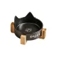 Miao Ear Black Ceramic Single Bowl+Wooden Stand