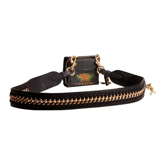 COACH Zip Around Cross-Stitch Leather Card Holder Wallet Coin Purses Small Size Women's Black-1