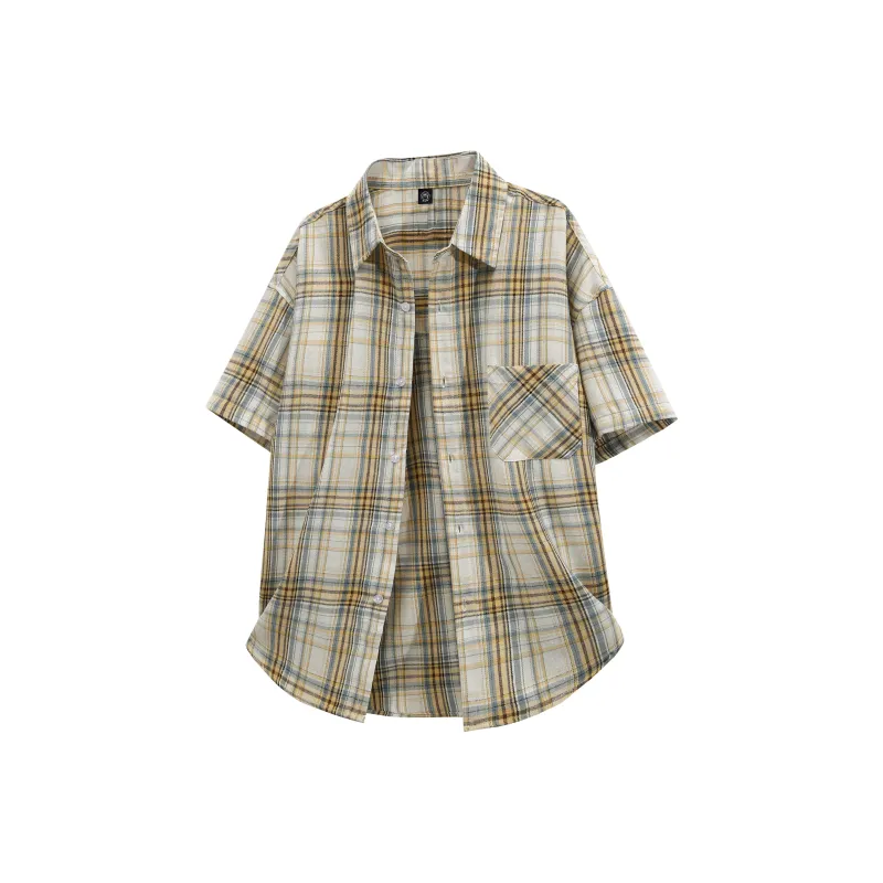 Supremo Cat Shirt Unisex Yellow Plaid-0