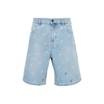 Axel Arigato Miles Logo Printed Denim Bermudsa Shorts