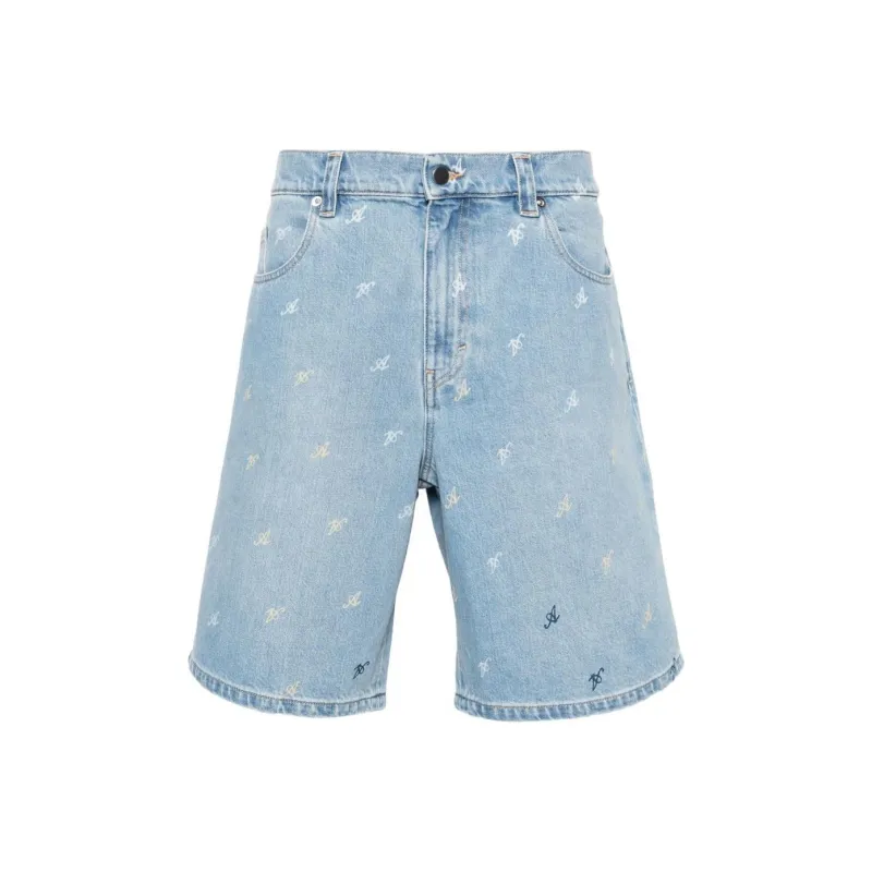 Axel Arigato Miles Logo Printed Denim Bermudsa Shorts-0