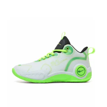 Binary Cushioning Abrasion Resistant Breathable Slip Resistant High Top Basketball Shoes Unisex White Green