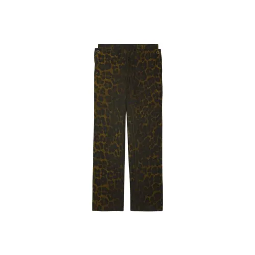 Burberry Leopard Print Straight Leg Cotton Trousers