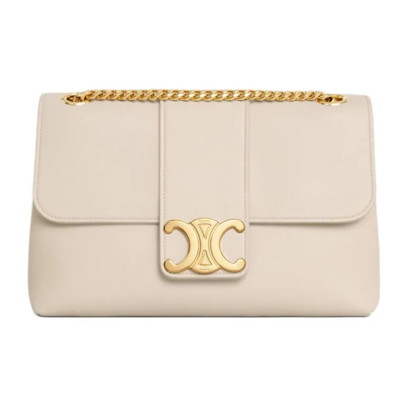 CELINE Victoire Calfskin Crossbody Bag, Shoulder Bag Medium Size Women's Light Beige-0