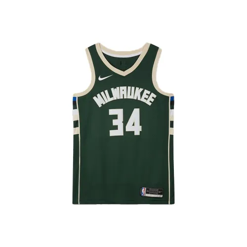 nike Rose Nba Antetokounmpo Milwaukee Bucks Dri FIT Icon Edition Jersey Hunter Green/Light Golden/Cloud White