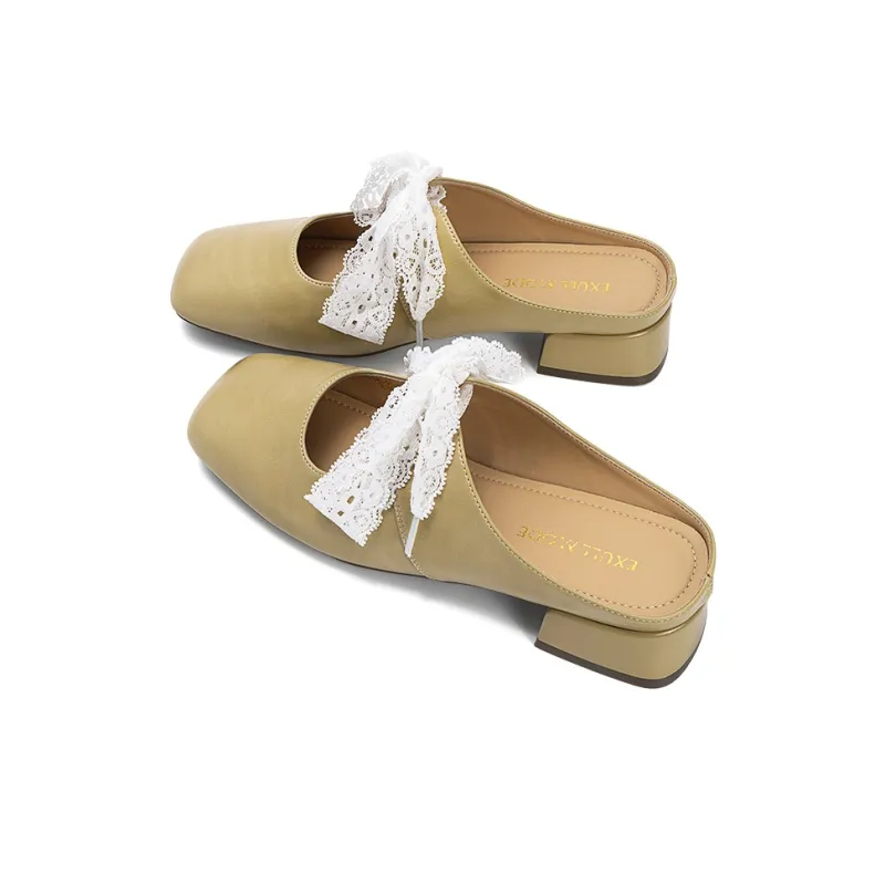 EXULL Q Leather Patchwork Odor Resistant Slip Resistant Closed Toe Slippers Women's Yellow-3