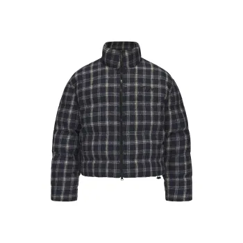 Duamin Puffer Jacket Unisex Blue Plaid