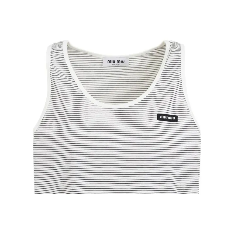 MIU MIU Striped Sleeveless Tank Top-2