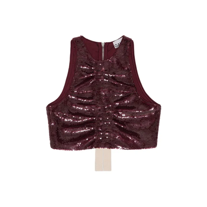 GANNI Tank Tops Women's Burgundy-0
