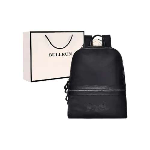 Bullrun Fabric With Cow Leather Backpack Men's Black