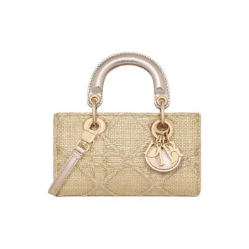 DIOR Lady D Joy Calfskin One Shoulder Handbag Mini Women's Gold