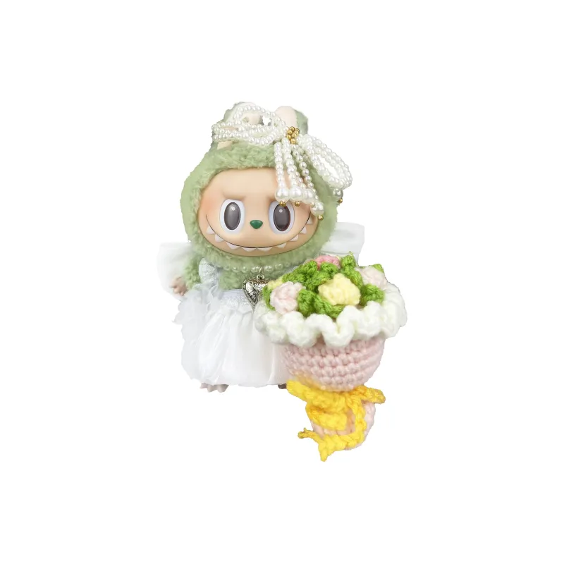 [Modified Doll] POP MART Labubu THE MONSTERS Heartbeat Macaron Collection Pure White Bridal, Cute Hang Tag Box 17cm-10