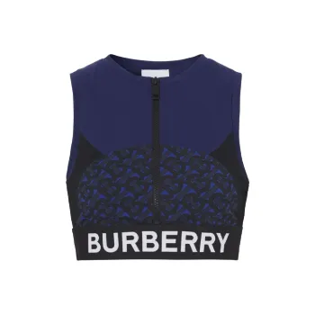 Burberry Tb Monogram Print Zipped Crop Top 'Deep Royal Blue'
