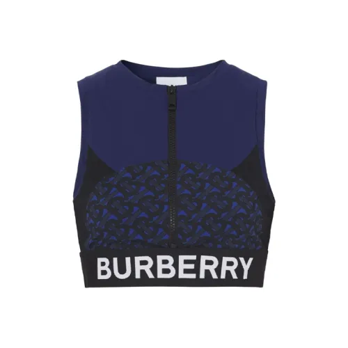 Burberry Tb Monogram Print Zipped Crop Top 'Deep Royal Blue'