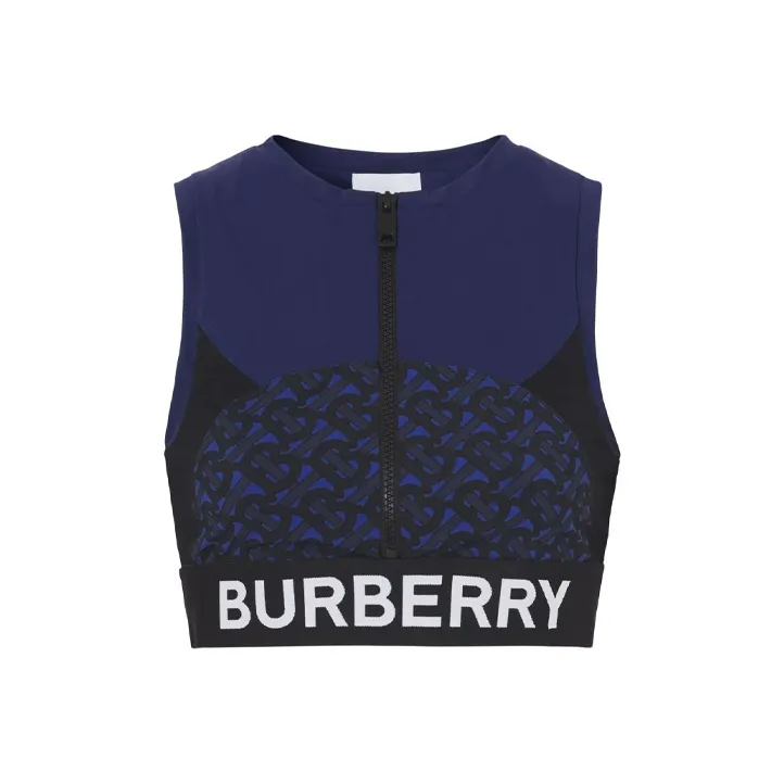 Burberry Tb Monogram Print Zipped Crop Top 'Deep Royal Blue'-0