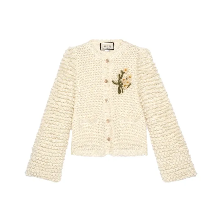 GUCCI Crochet flower Knitted Cardigan-0