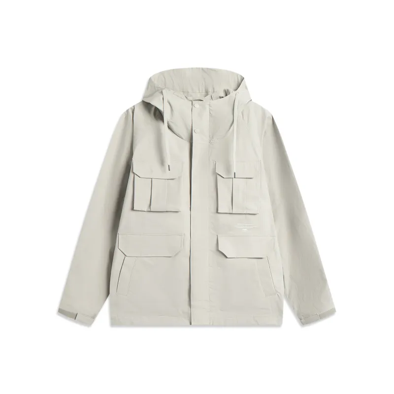 LiNing Sports Life Collection Trench Coat Men's Dust Gray Green-0