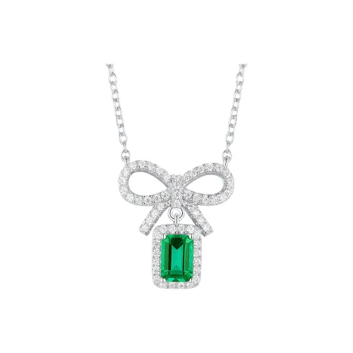 KOYOOME Cultured Emerald S925 Sterling Silver Round Bead Chain Unisex