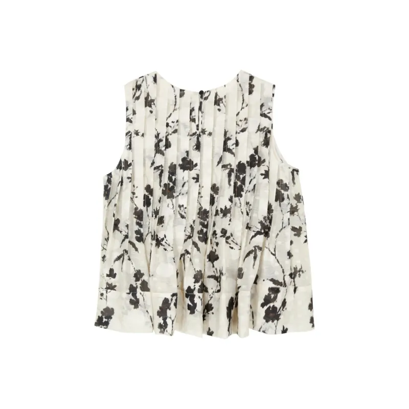 3COLOUR Chiffon Shirt Women's Black Rice Floral-1