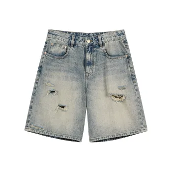 CHINISM Denim Shorts Unisex Washed Blue