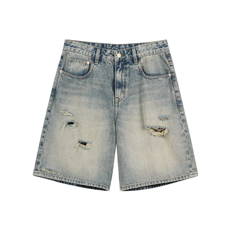CHINISM Denim Shorts Unisex Washed Blue-0