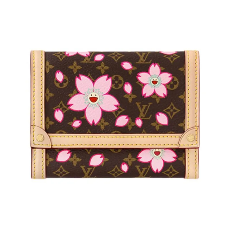 LOUIS VUITTON X Takashi Murakami Victorine Wallet Sakura Brown-0