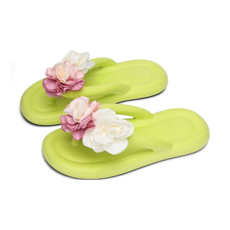 XMISTUO Soft And Bouncy Feeling Women's Summer EVA Floral Comfortable Slip Resistant Waterproof Flip Flops-16