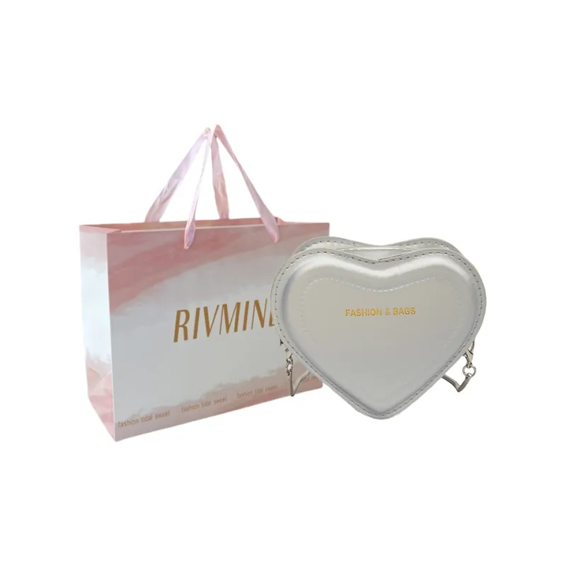 RIVMIND PU Heart Shaped Bag Shoulder Bag Regular Women's White/Silver/Rose Red/Green/Black-6