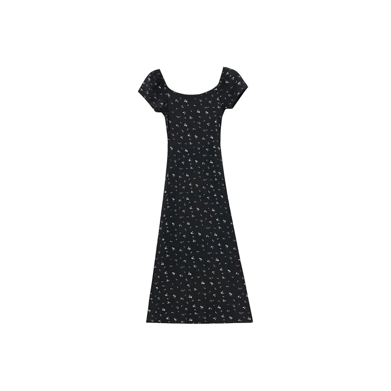 AHDO Short Sleeved Dress Women's Black-1