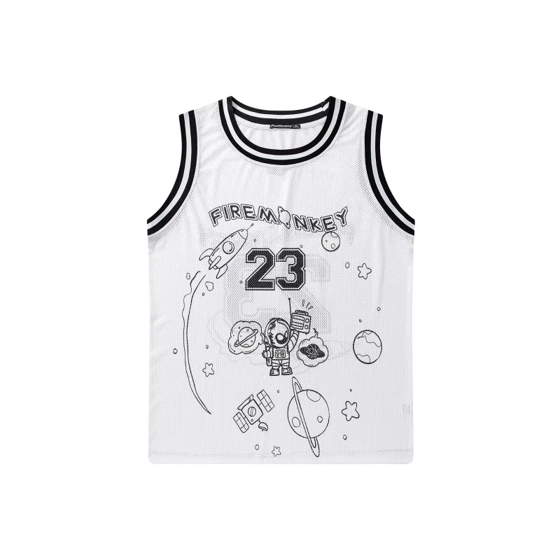 FireMonkey Basketball Jerseys Unisex White-0
