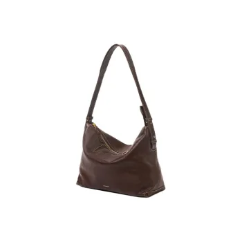 Songmont Top Grain Cow Leather Shoulder Bag Extra Large Women's Smoky Ink Black/Red Clay Brown