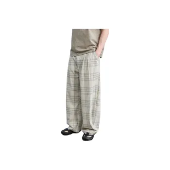Lilbetter Casual Pants Unisex Gray White Plaid