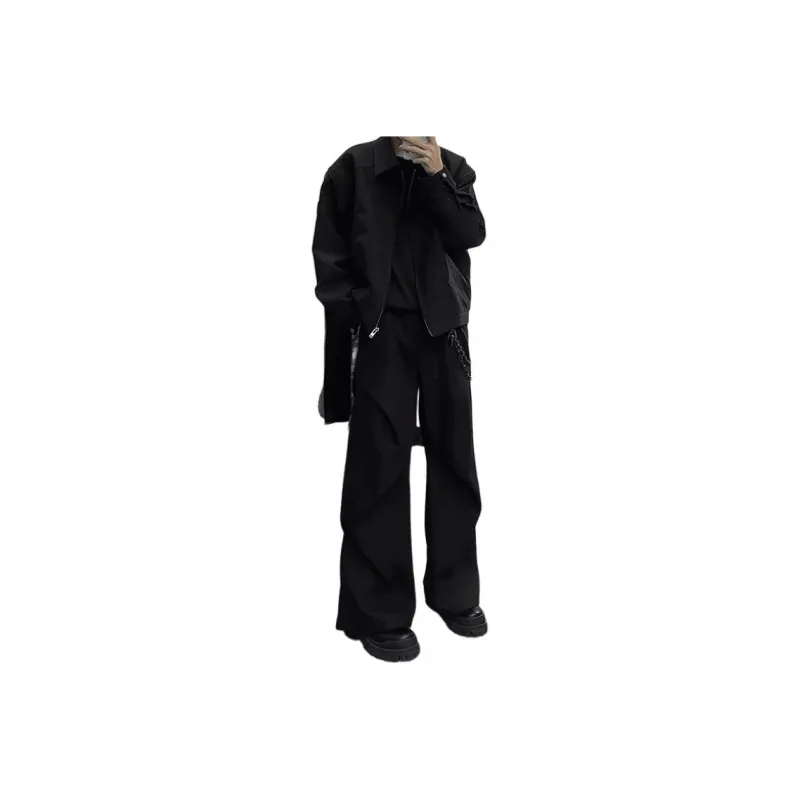 PAINT STAIN Casual Pants Unisex Black-5