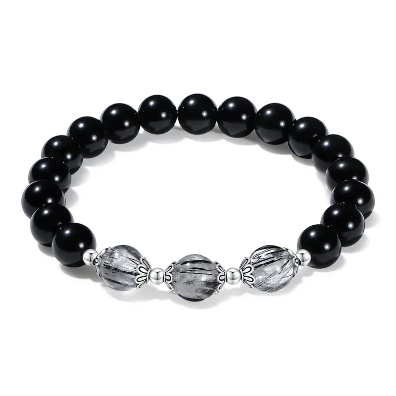 PUTUOSHANWENCHUANG Obsidian Bracelets Unisex-3