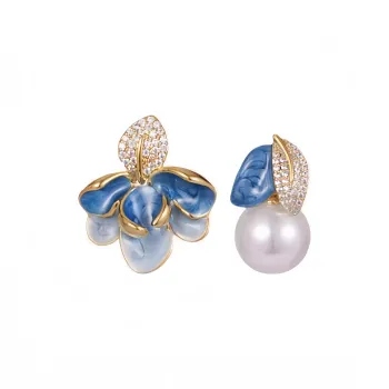 Mr. Shang Zircon, Faux Pearl Stud Earrings Women's