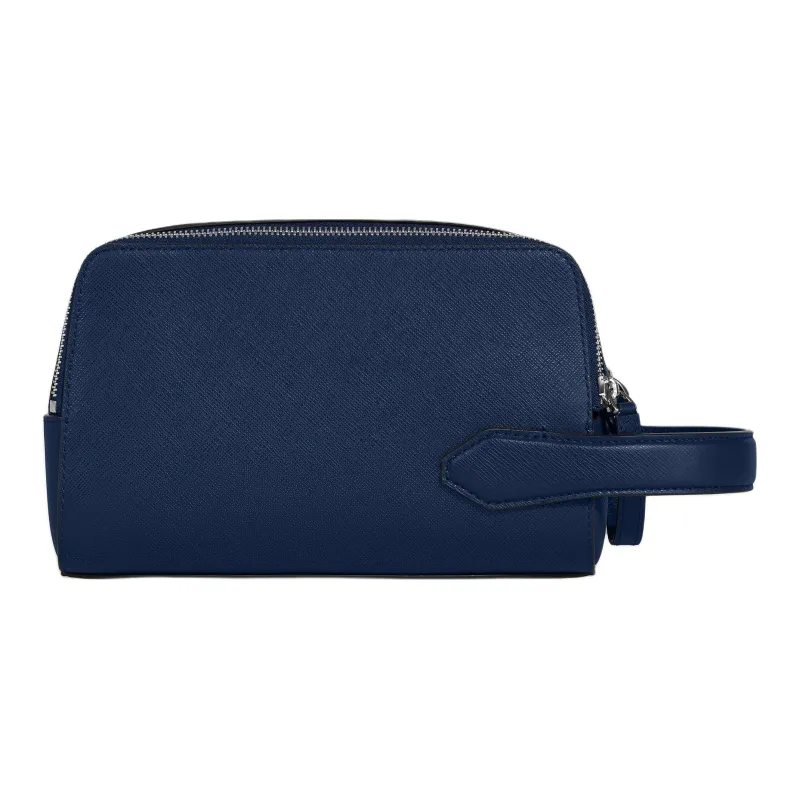 MONTBLANC Full Grain Cow Leather Toiletry Bag Men's Pen Blue-3