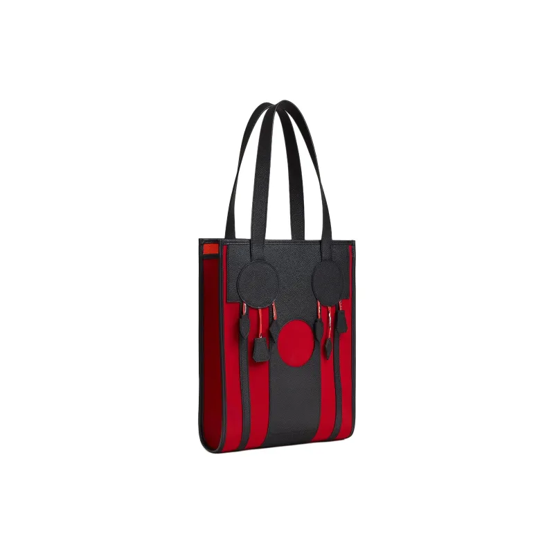 HERMES Canvas With Leather Tote Bag, Shopping Bag, Handbag, Shoulder Bag Women's Black & Red-1
