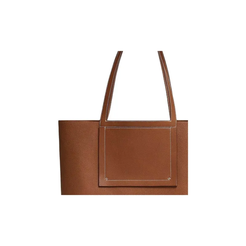 HERMES Cabasellier Barenia Faubourg Calfskin Tote Bag, Shopping Bag, Shoulder Bag Women's 34 Fauve Light Tawny-4