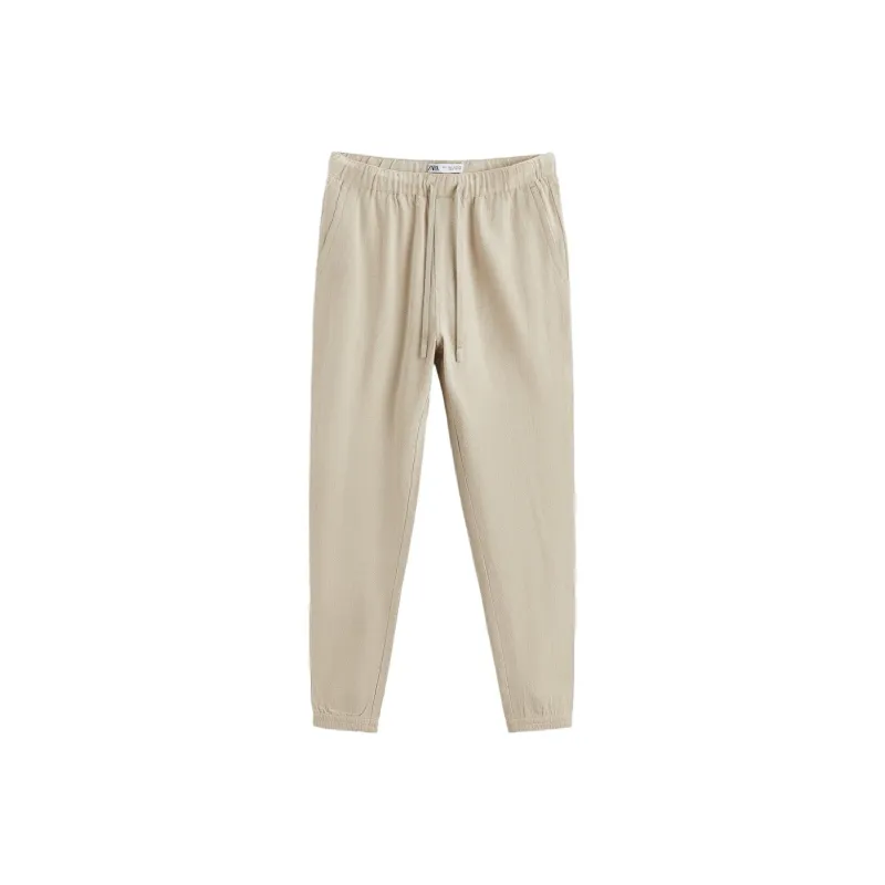 ZARA Casual Pants Men's Light Beige Yellow-0